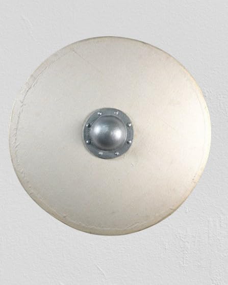 mediveal fatto a mano 24 pollici bianco scudo vichingo di legno per halloween e armatura costume per ruolo paly, Avorio, 61 cm