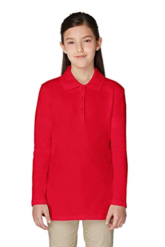 Image of French Toast Girls' Uniform Long Sleeve Polo with Picot Collar (Standard & Plus)