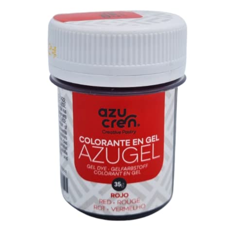 Azucren - AZUGEL - Corante alimentar em formato de gel - ideal para dar cor às peças de reposição - perfeito para Fondant, Buttercream, biscoitos - 35 g (vermelho)