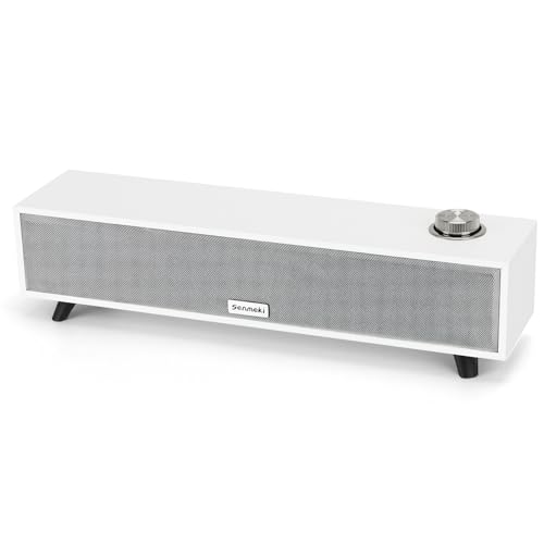 Senmeki Haut Parleur PC,10W Enceinte PC, Barre de Son PC alimentées par USB, avec Bluetooth 5.0 et entrée RCA, pour Bureau, Ordinateurs Portables,...