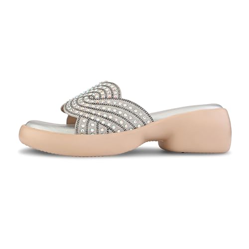 Image of Centrino Women's Sandals | Stylish Slip-On Sandals for Ladies |Elegant Slide Sandals with Butterfly Studded Embellishment Design | Lightweight and Durable Fashion Footwear (9310)