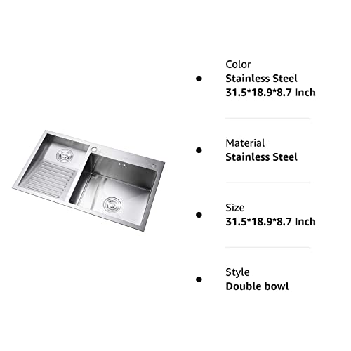 Ldaos Bathroom Sinks Laundry Pool Balcony Household Stainless Steel Laundry Sink Wash Basin With Washboard Easy To Clean Double Sink Laundry Pool Gift ( Color : A , Size : 80*48*22Cm ) #TOP7