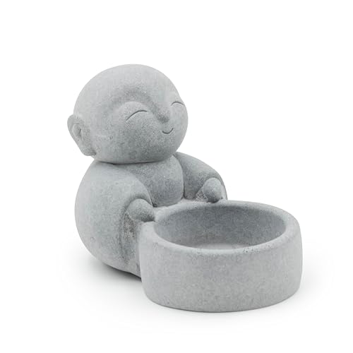 Image of Buddha Statues with Candle Holder Zen Monk Candle Holder Zen Monk Buddha Statue Praying Sculptures Ornament for Wealth Good Luck Feng Shui Decor Home Office Car Decoration
