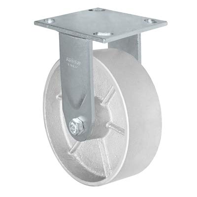 CasterHQ - 6" x 2" Kingpinless Rigid Caster - Semi Steel Gray Iron Wheel - 1200 lbs Capacity