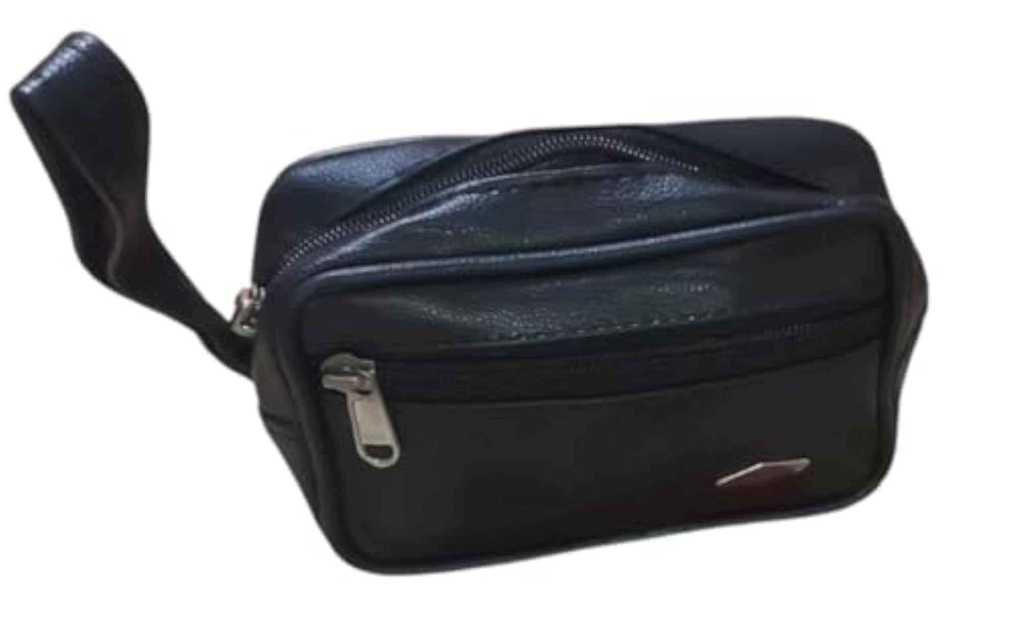 Men's Compact Leather Key Pouch & Shaving Kit Travel Bag