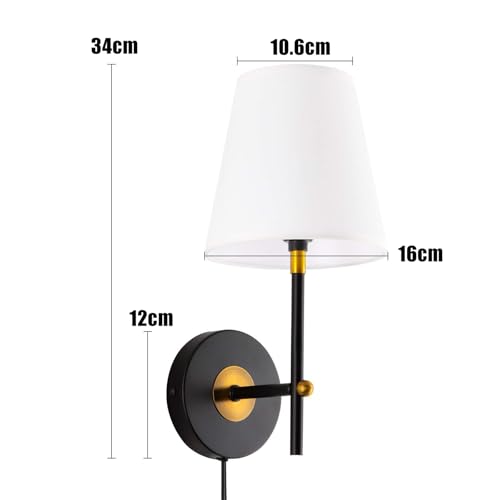 Apliques de pared vintage E14 con enchufe e interruptor en negro 3