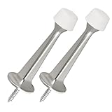 KOVOSCH 2 Pack Heavy Duty Rigid Door Stoppers Satin Nickel, Solid Door Stops Wall Protector with Soft Rubber Tips for Home and Office