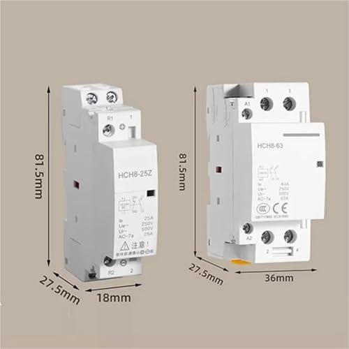 Contactor CC HCH8 40A 2P 2NC con bobina de cobre para carril Din doméstico 6