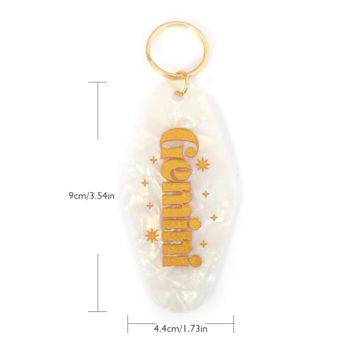 Astrological Leo Zodiac Sign Acrylic Keychain with Gold Stars