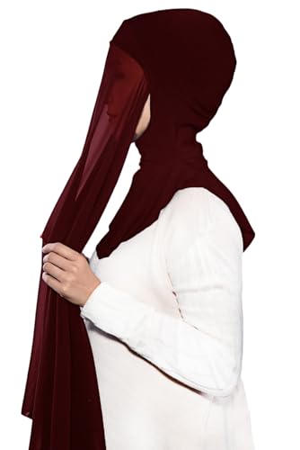 Lina & Lily Premium Chiffon Ninja Instant Hijab Scarf Stitched Jersey Cap Neck Cover Full Coverage2