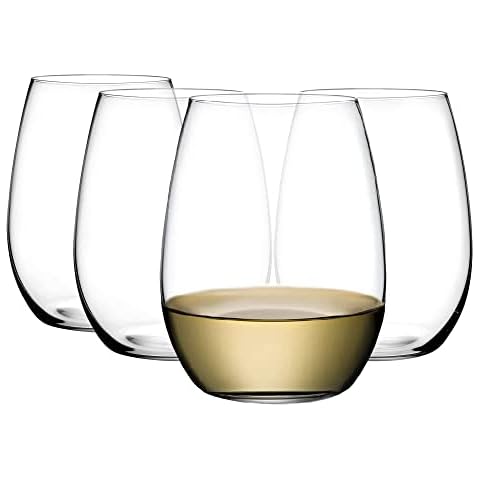 NUDE Pure Set of 4, White Wine Stemless Glasses 13.25 oz, |Smooth Rim|, Clear Glass Wine Tumbler, Ideal for Cocktails & Perfect for Homes & Bars Cover