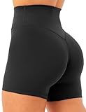 Unthewe Women's Workout Gym Biker Shorts High Waisted Athletic Booty Yoga Shorts with Tummy Control(U729-Black-M)