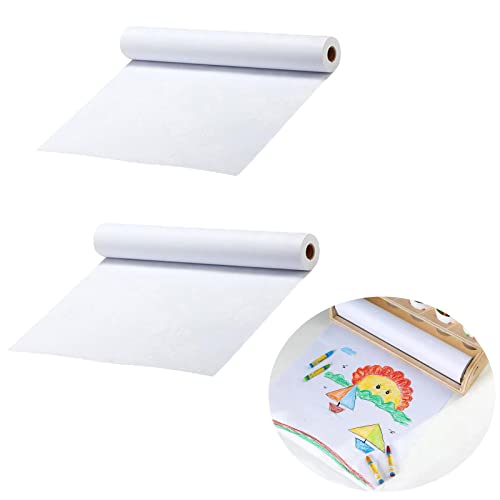 Rollo de Papel de Dibujo 30cm x 15m Rollo Papel Pintar Niños Papel de Dibujo Blanco Drawing Paper Roll para Pintar la Artesanía para Dibujo de Pintura,Papel de Borla,Arte de Pared (2 PCS) Cover