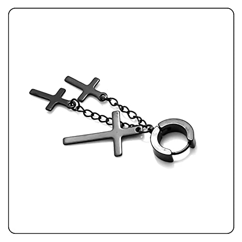 Punk Cross Drop Dangle Earrings Huggie Hinged Hoop Earrings,2PCS4