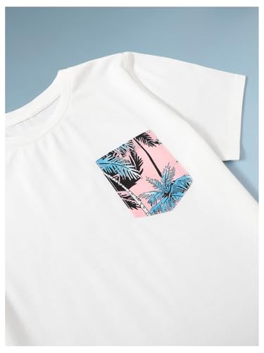 Image of Floerns Boy's 2 Piece Outfit Summer Tropical Short Sleeve Tee Shirt and Shorts Set