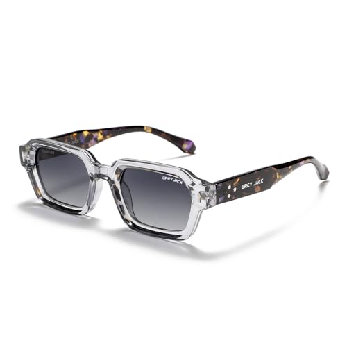 Image of grey jack TR90 Rectangle Polarized Sunglasses for Men Women,Stylish Full Rim Eyewear for UV Protection 21040