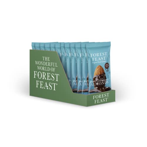 FOREST FEAST Salted Dark Chocolate Almonds 12 x 40g – Real Belgian Chocolate Coated Almonds, Gluten-Free, High Protein, Vegan Snack Packs