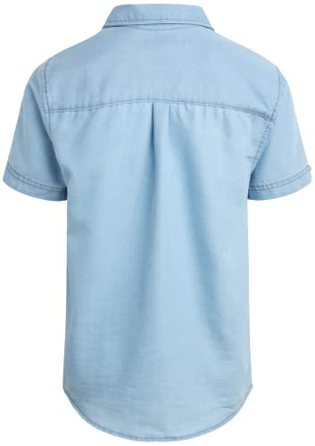 Ben Sherman Boys' Shirt - Casual Short Sleeve Button Down Collared Shirt (Size: 4-18), Size 10-12, Light Denim #TOP5