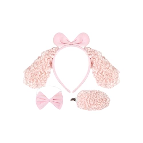 ZEPFJHE Juego de accesorios de disfraz de perro de 1/3/4 con orejas de perro, diadema, cola, tutú, falda, accesorios para niños, disfraz de cosplay de animales