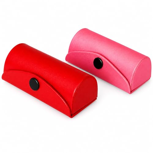 Image of SWACRAFT Mother's Day Set of 2 Leather Lipstick Case Holder | Bag Organizer Purse Lipstick Holder | Red & Pink Lipstick Case Holder with Mirror for Women, Girls, Mom