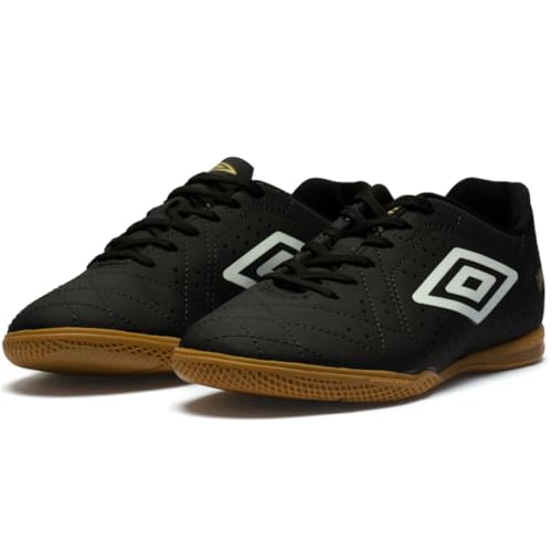 Chuteira Umbro Futsal Neo Striker Preto Branco e Dourado - Masculina - 39 - Preto