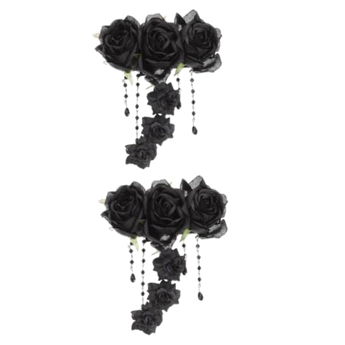 Accessoire de cheveux fleurs noires Healeved pince gothique femmes