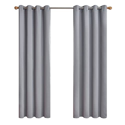 Topfinel Rideau Gris Clair Occultant 140x240 cm A Oeillets Rideau Thermique Isolant Anti Froid Rideaux Phonique Anti Bruit Décoratif Salon Moderne Chambre Dressing