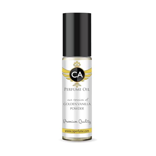 CA Perfume Impression of Golden Vanilla Powder Unisex Fragrance Oil a fragrance Scent Long Lasting Perfumes for Women &amp; Men Travel Size TSA Ready Mini Parfum Body Oil Roll-on 0.33 Fl Oz 10ml