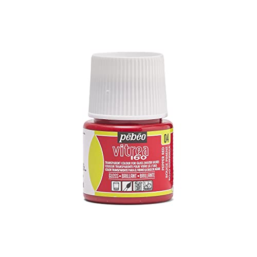 PEBEO - Vernice Trasparente per Vetro Vitrea 160°C - Rosso Peperoncino - 45 ML