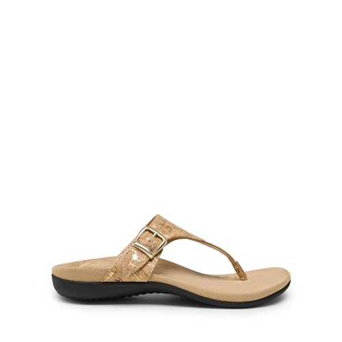 DREAM PAIRS DREAM PAIRS Orthotic Thong Sandals for Women, Arch Support Flip Flops, Comfortable Lightweight Slip On Sandals for Walking, Casual Summer Everyday Wear,Size 9,Gold-Cork,SDFF2406W