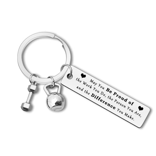Fitness Instructor Gift Appreciation Keyring Thank You Jewelry Gifts for Fitness Coach Trainer Personal Trainer Workout Coach Gift Bodybuilder Trainers Gym Enthusiasts Inspirational Gifts Keychain
