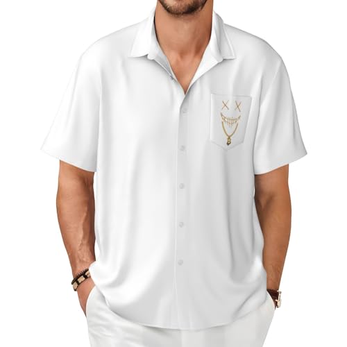 Mask Bitcoin Chain Crypto Money Coin Blockchain Men's Shirts Short Sleeve Casual Shirts Button Down Shirt Men Summer Shirt