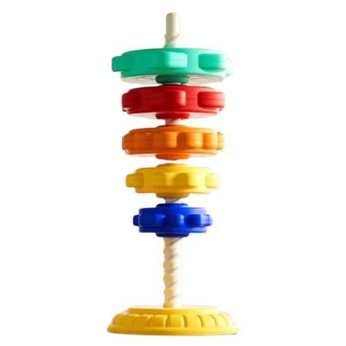Spin Stacking Toy, Rainbow Spin Stack Tower for Educational Play, ABS Material, Colorful Stack Rings for Sensory Learning, Engaging Kids and Girls Ages 1 to 3, 14.76inches