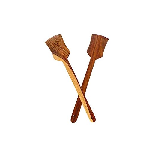 Incredible Hub Wooden Non-Toxic Spatula |Spoons, Wooden Cooking Spoons Set of 2 - Flip Flap (Palta for Dosa/Roti | Handmade | Ideal for Non Stick)