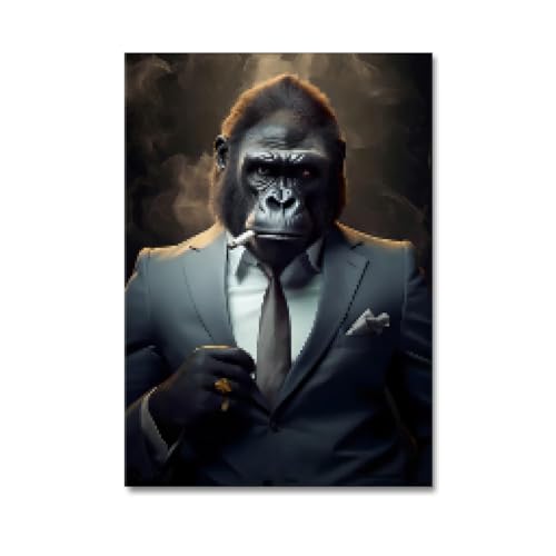 Toile impression XXL Gorilla en costume tableau moderne sans cadre de 70x100 cm