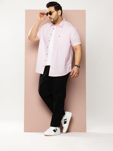 Image of Thomas Scott Men's Premium Slim Fit Casual Shirt | 100% Cotton Twill | Short Sleeves | Spread Collar | Solid Smart Casual Shirt for Men