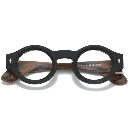 Image of JOLLYNOVA Yuki Vintage Small Acetate Glasses Frame Prescription for Women Men Round Thick Eyeglasses Frames 41-28-145mm
