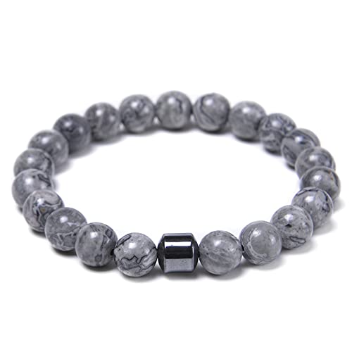 Bracelet perles de lave diffuseur et magnétite noire pour homme et femme 21.5cm