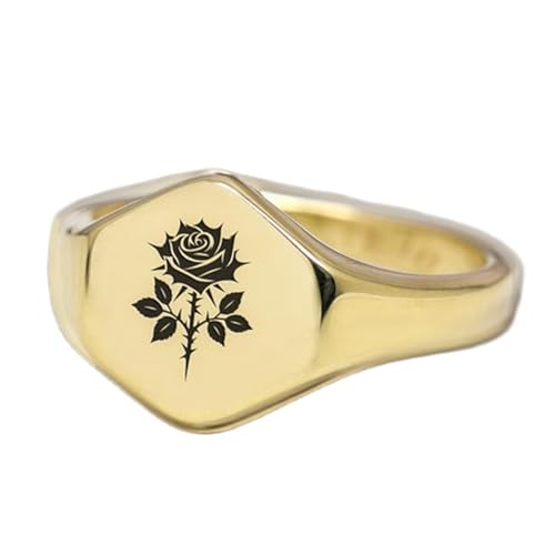 Bague rose hexagonale en argent 925 plaqué or vintage