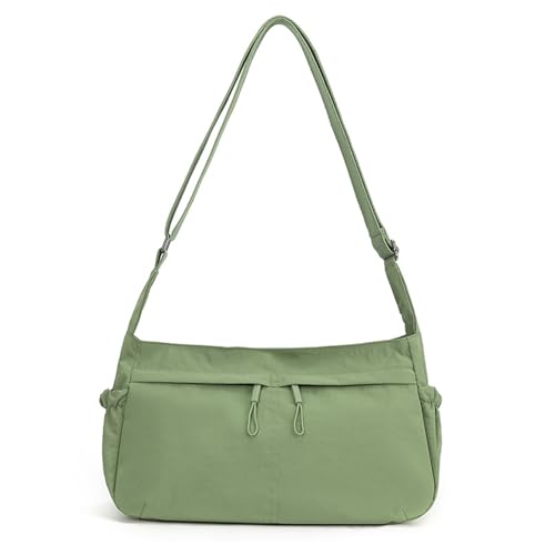 Bolsa de ombro feminina espaçosa com vários bolsos, bolsa tiracolo casual feminina para trabalho e viagens, Verde A