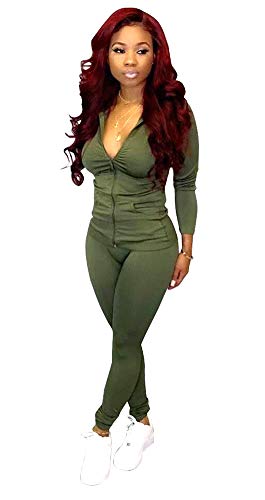 Womens Tracksuit Set 2 Piece Outfits Zip Up Crop Top + Skinny Long