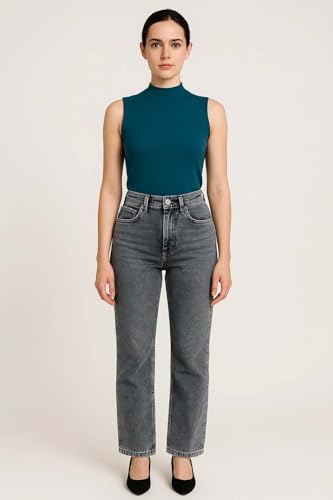 Image of KOTTY Women's Solid|Fit and Flared Fitting|Ankle Leg Style|High Rise|Stechable|Casual Jeans