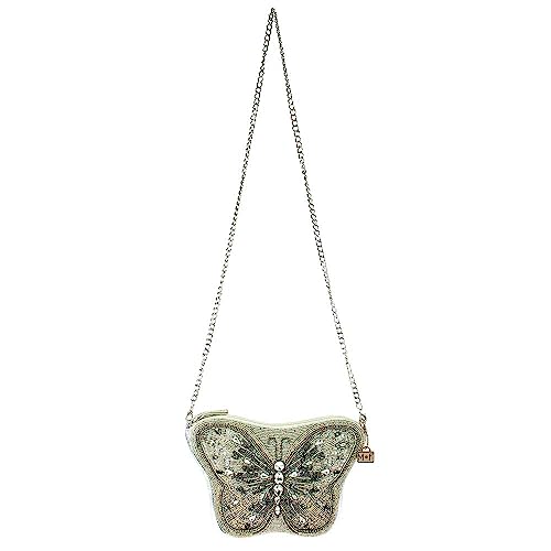 Mary Frances Flitter & Gleam Beaded Crossbody Butterfly Handbag, Silver2