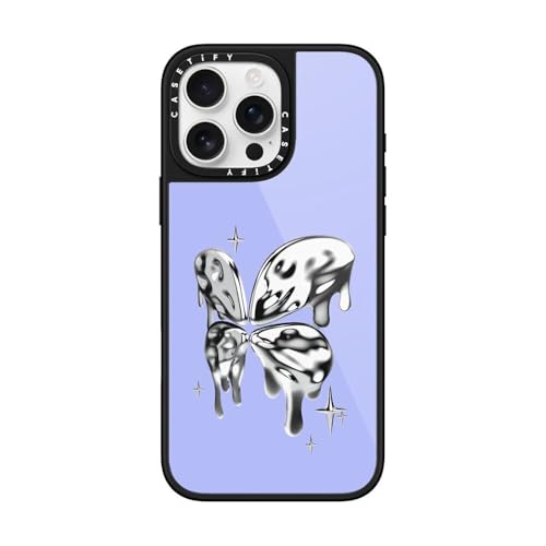 Coque iPhone 16 Pro Max CASETiFY Glaze Papillon Chromé Noir compatible MagSafe