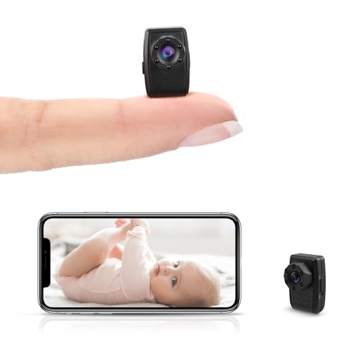 Mini Camera Wireless HD Small WiFi Surveillance Cameras with Motion Detection Back Clip Wearable Video Recorder Nanny Cam with Night Vision Body Cam for Indoor Home Security (No Built-in Battery)