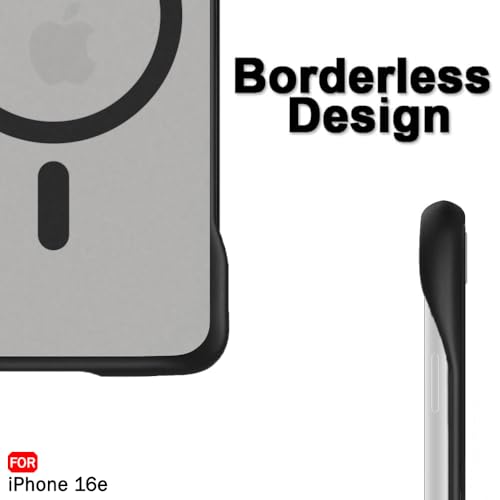 Image of TheGiftKart Hybrid Ultimate Slim Back Case Cover for iPhone 16e Compatible with Magsafe | Lightweight Profile | Frosted Matte Translucent Hard Back Case Cover for iPhone 16e (PC & TPU, Black Sides)