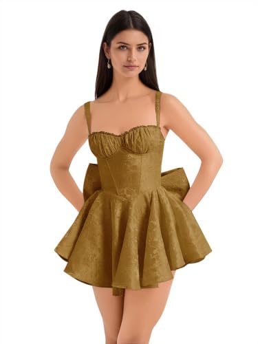 Stanjiehu A Line Satin Jacquard Homecoming Dresses Short Brown 24