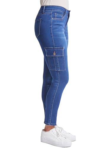 Royalty For Me Womens Women's Hyperdenim Mid Rise Skinny Cargo Jeans2