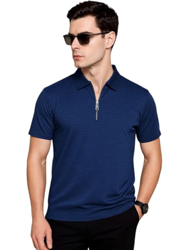 Image of Preneum Men's Polo T‑Shirt | Comfortable Rich Polycotton, Band Collar, Regular Fit | Stylish & Premium All Day Wear (Available in Plus Sizes)