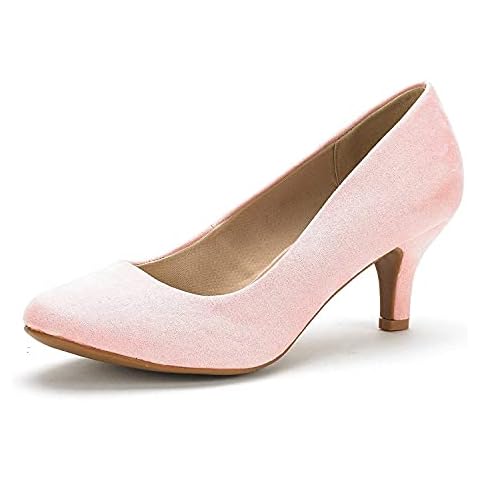 DREAM PAIRS Luvly Pink Suede Kitten Heels Cover